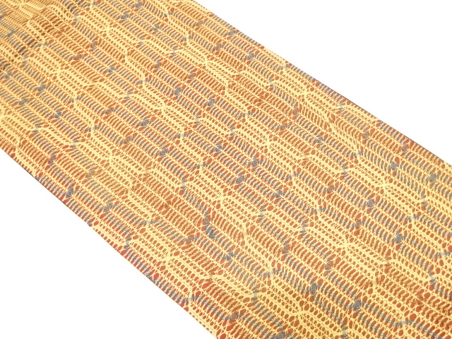 変わり織　幾何学模様織り出し全通袋帯